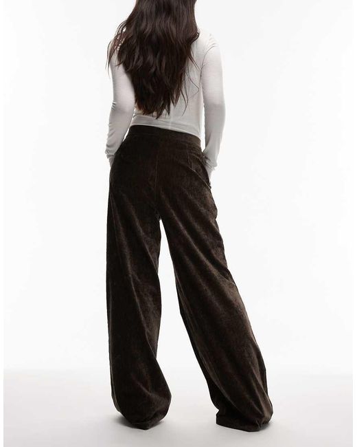 ASOS White Textured Velvet Tailored Wide Leg Trouser