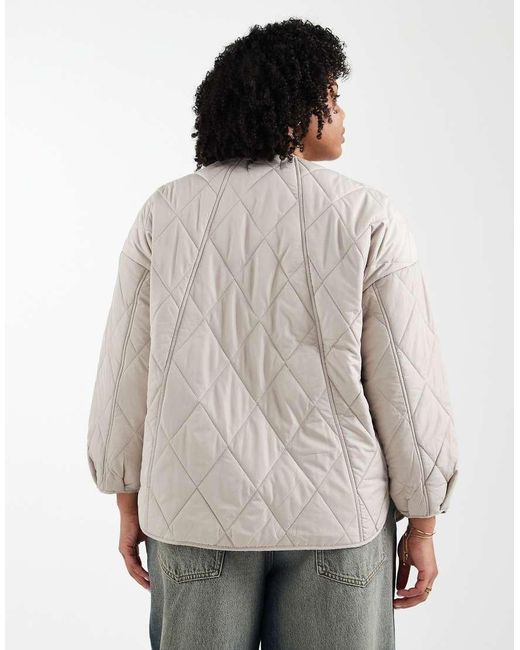 Pieces Plus White Pieces Curve Quilted Lightweight Jacket