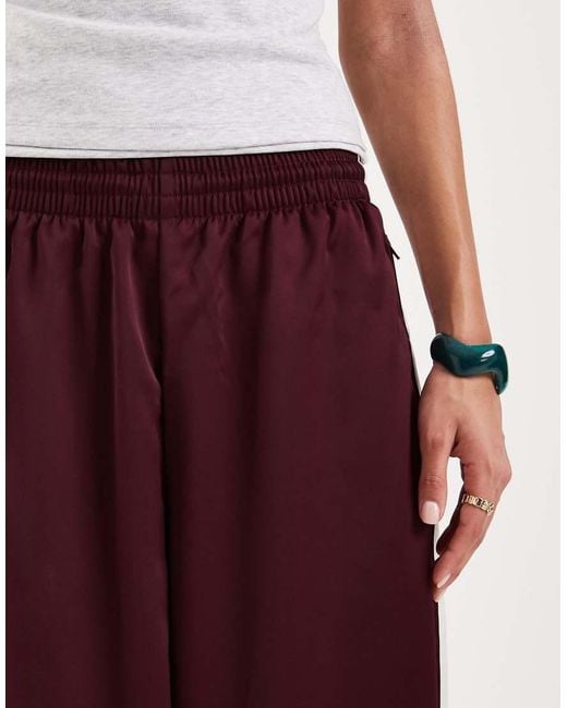 Adidas Originals Red Satin Wide Leg Track Pants