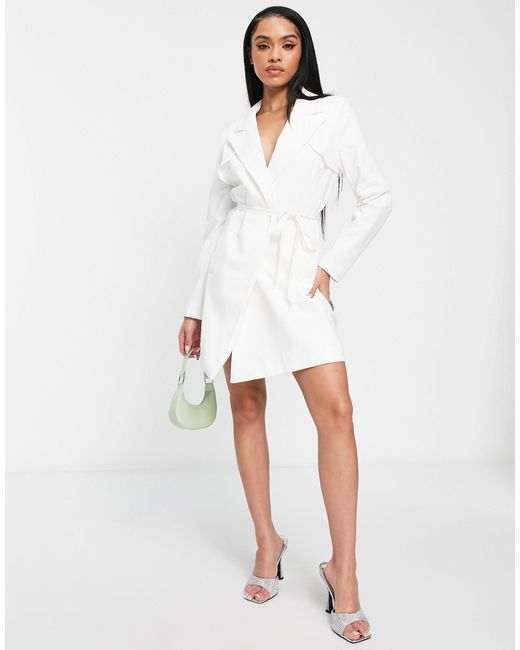 UNIQUE21 Belted Blazer Dress in White | Lyst