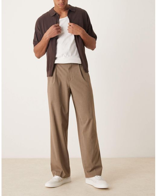 Pantalon ample et élégant avec pinces à l'avant - marron clair ASOS pour homme en coloris Natural