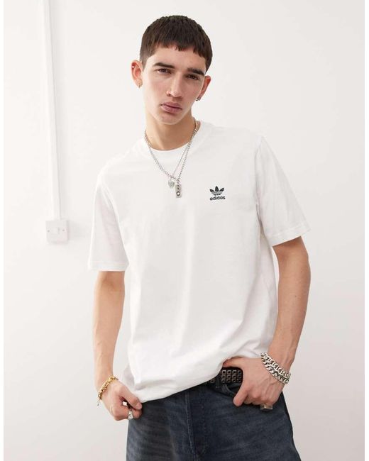 Adidas Originals White Trefoil Essentials T-Shirt for men