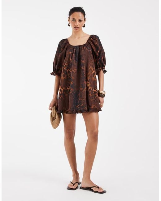 ASOS Red Frill Sleeve Trapeze Dress