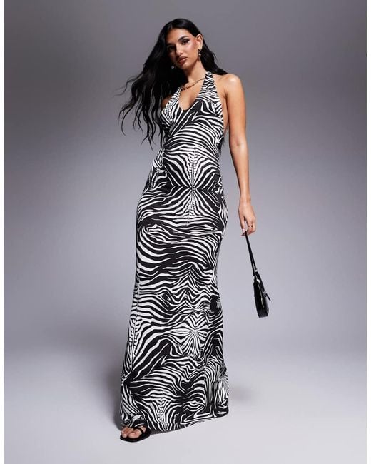 AFRM Gray Rue Halter Maxi Dress