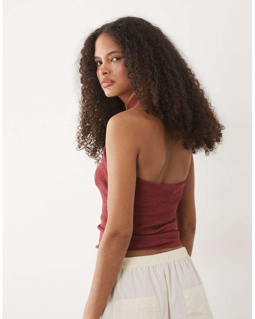 Mango Red Teen Knitted Cross Front Halterneck Top