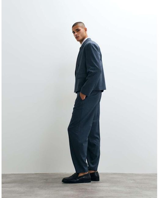 ASOS Blue Oversized Tapered Suit Trousers for men