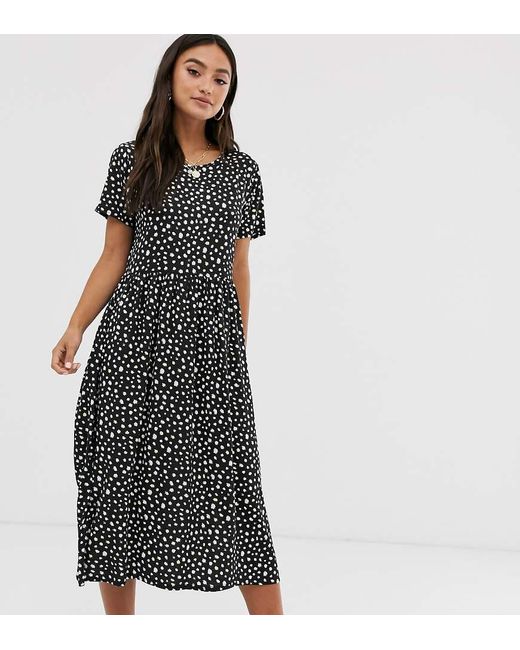 Wednesday's Girl Black Midi Smock Dress