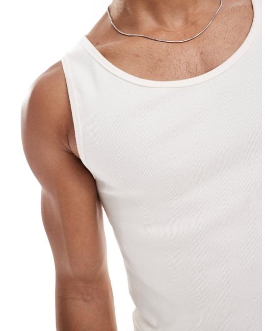 ASOS – 2er-pack gerippte basic-muskelshirts in White für Herren