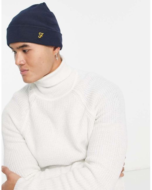 Farah Blue Logo Beanie Hat for men