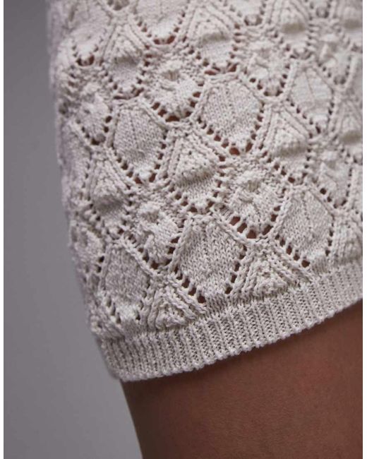 Minifalda De Punto Calado De (Parte De Un Conjunto)-Blanco TOPSHOP de color Gray
