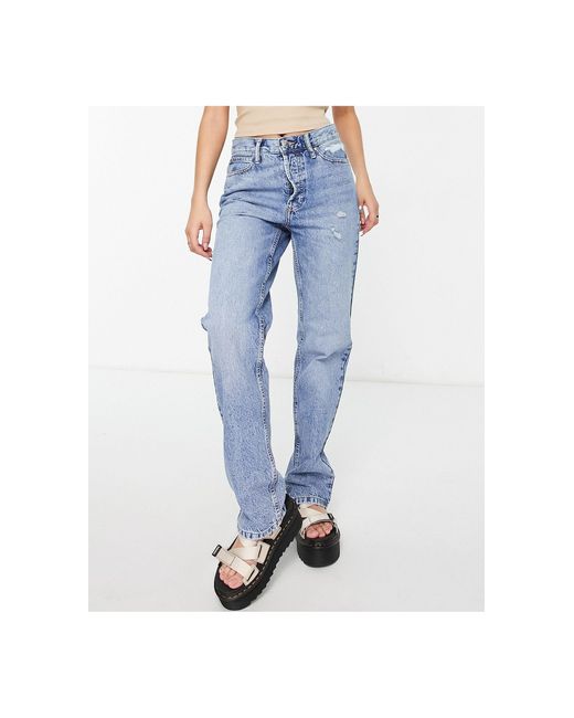 ONLY Ella - Distressed Jeans Met Rechte Pijpen in het Blue