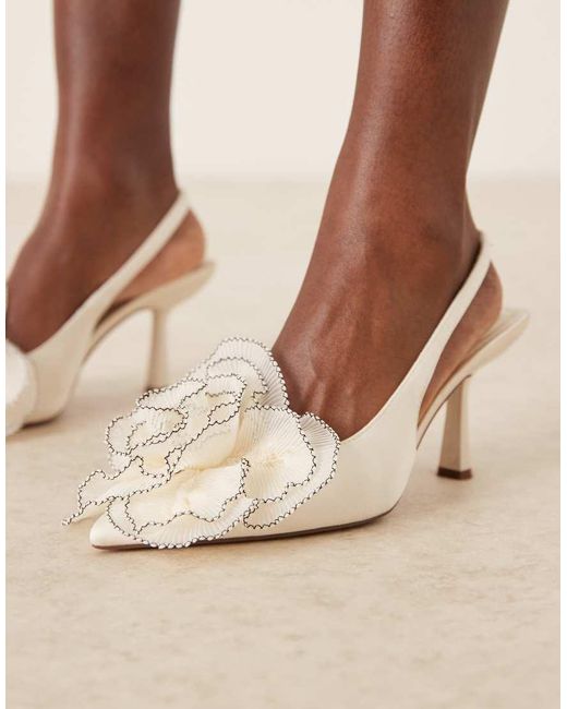 ASOS Natural Sunset Oversized Corsage Slingback Mid Heel Shoes