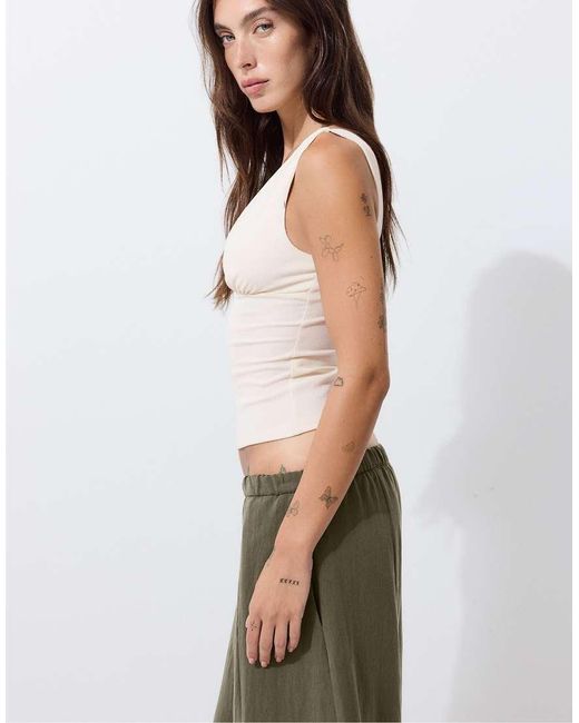 Stradivarius White Fitted Wide-Strap Top