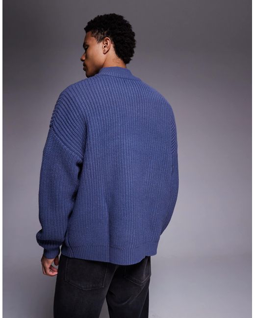 ASOS – schwerer oversize-strickpullover in Blue für Herren