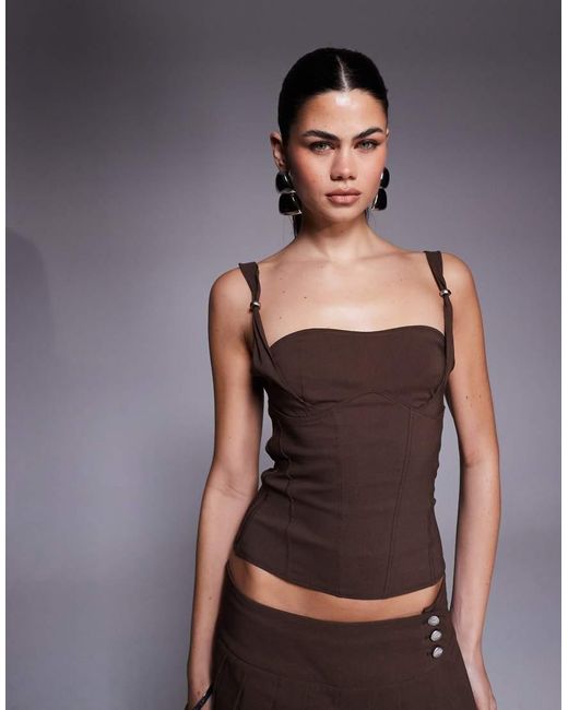 I.AM.GIA Gray Idez Metal Hardware Strap Seam Detail Corset Top