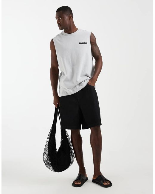 AllSaints White Redact Graphic Sleeveless Vest Top for men