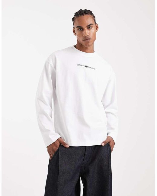ASOS White Circular Design Collection Super Heavyweight Oversized Long Sleeve T-shirt With Venture Studios Graphic for men