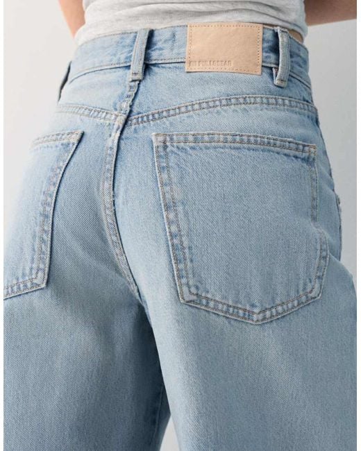 Pull&Bear Blue Wide-leg Jeans With Seams