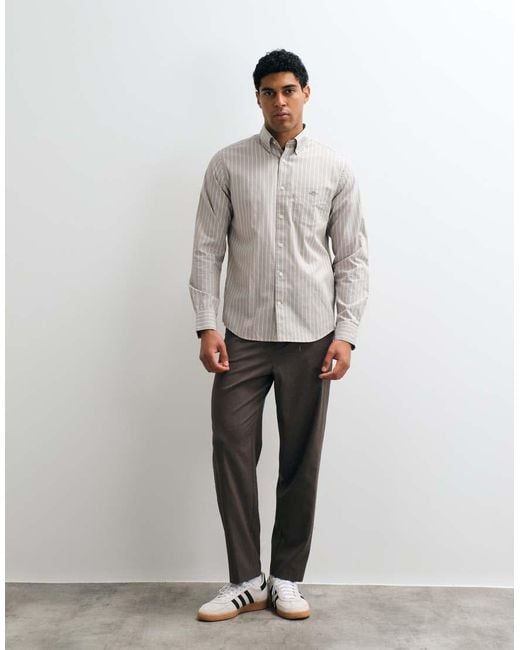 Gant Gray Regular Fit Striped Poplin Shirt for men