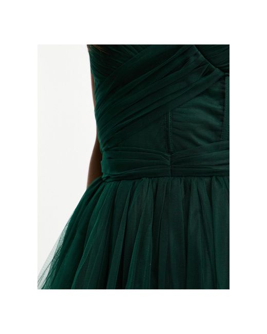 LACE & BEADS Green Wrapped Corset Tulle Mini Dress