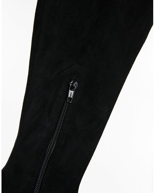 Botas negras estilo calcetín por la rodilla con puntera fina raya TOPSHOP de color Black