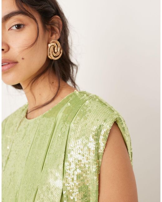 asos green embellished dress Asos Edition Embellished Drape Side Cami Maxi Dress In Sage Green main image 1