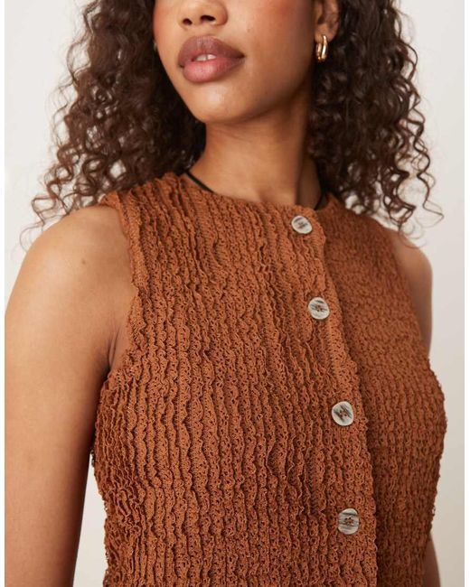 Top Estilo Chaleco De Tejido Texturizado De (Parte De Un Conjunto)-Verde ASOS de color Brown