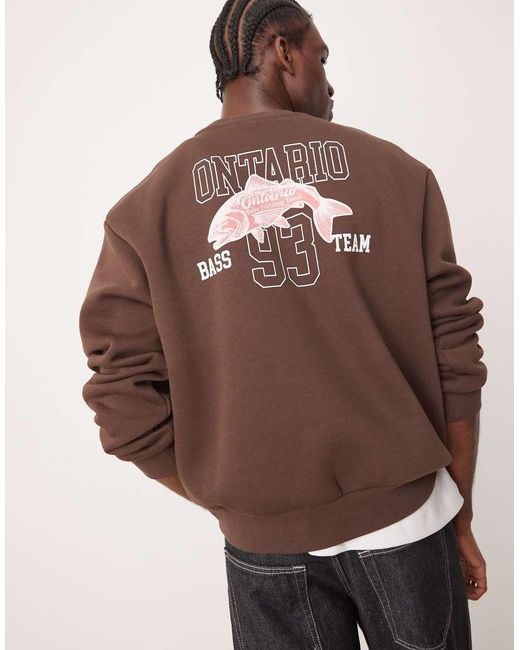 ASOS Brown Oversized Boxy Sweatshirt With Back Print for men