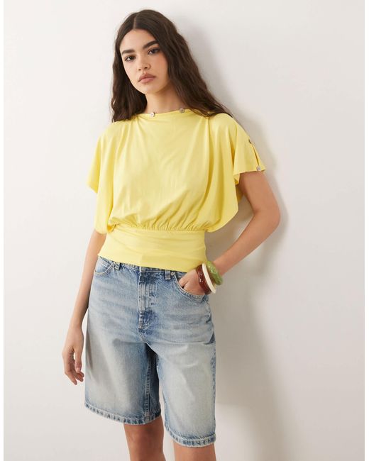 ASOS Yellow Multi Way Button Up Top