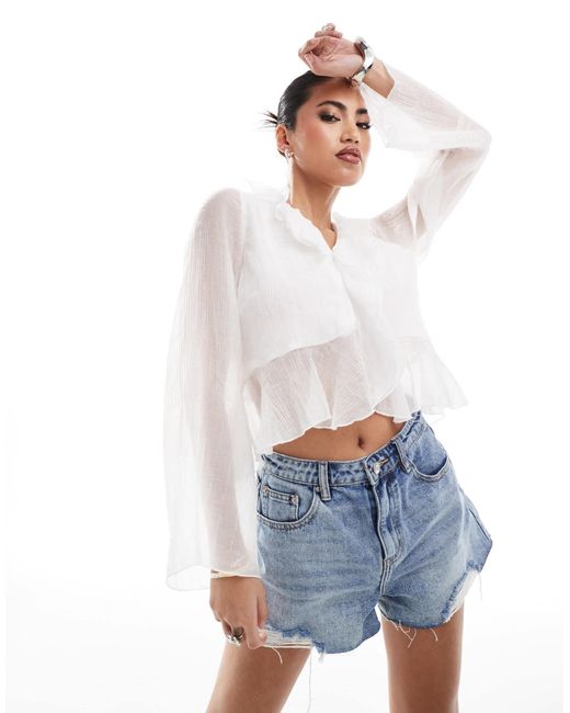 X perrie sian - top à volants et liens devant In The Style en coloris White