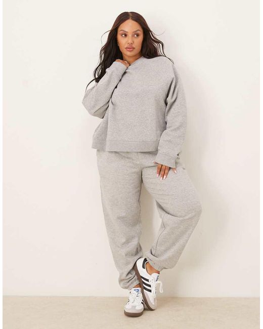 Sudadera Gris Jaspeado Extragrande Con Mangas Raglán E Interior Afelpado De Asos Design Curve ASOS de color Gray