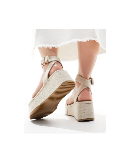 ASOS White – tantoo – sandalen aus natürlichem material mit flacher plateausohle, weite passform