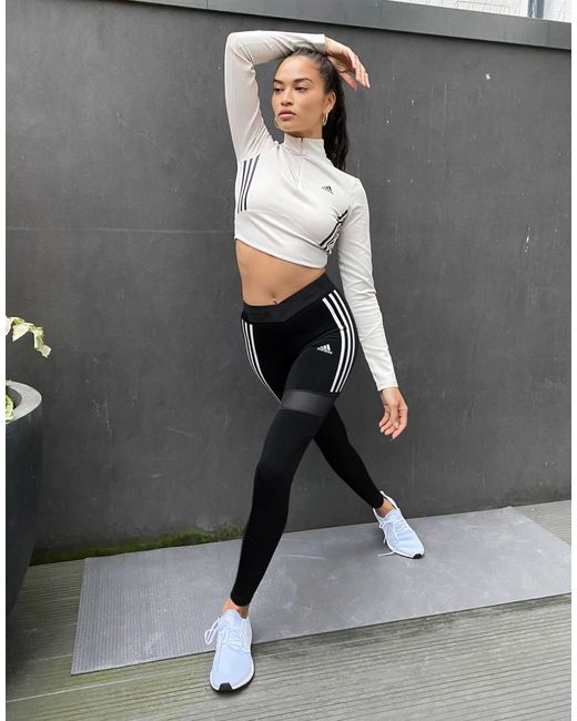 Adidas Originals Black Adidas – training – leggings mit 3 streifen