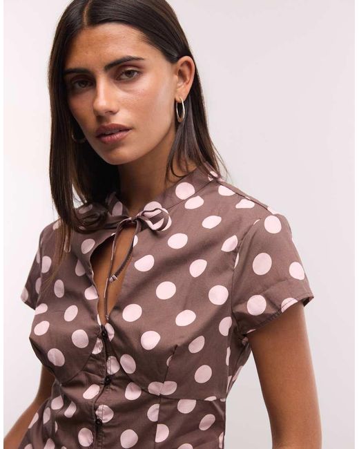 Collusion Red Keyhole Fitted Shirt