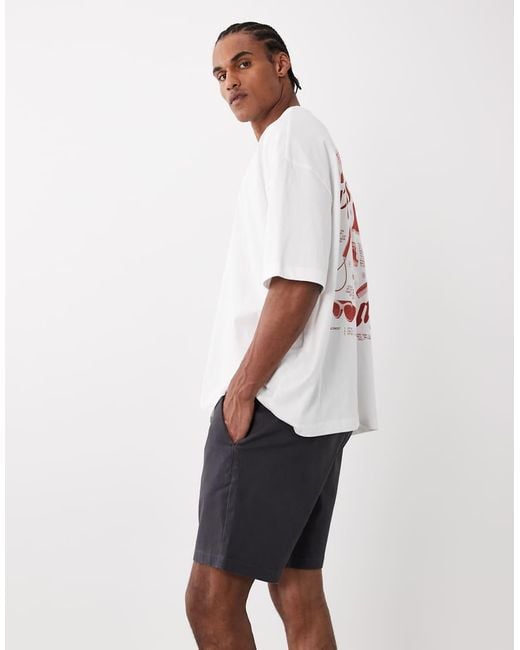 ASOS White Mid Length Skinny Fit Chino Shorts for men