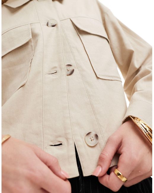 Camicia giacca effetto lino color di Stradivarius in White