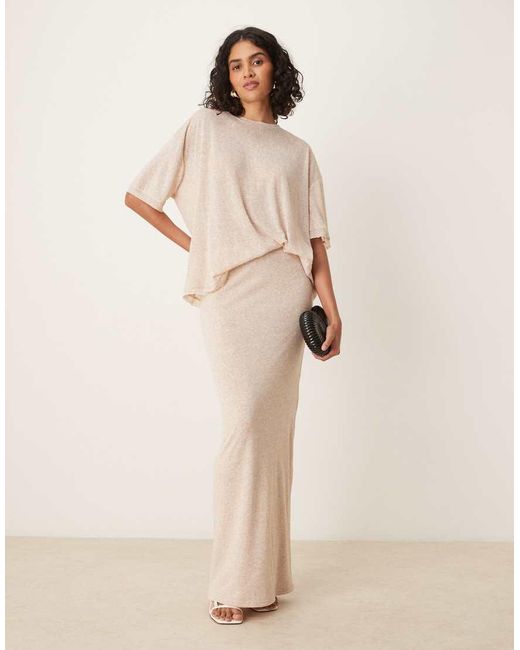 SNDY'S Natural Fine Knit High Waisted Maxi Skirt Co-ord