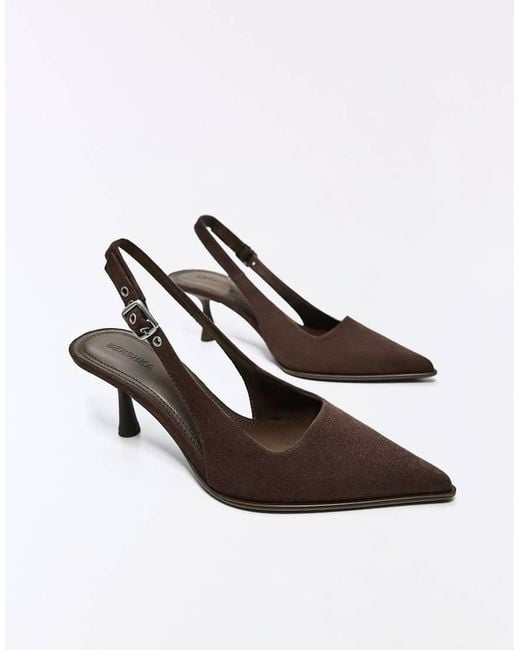 Bershka White Kitten Heel Slingback Shoes