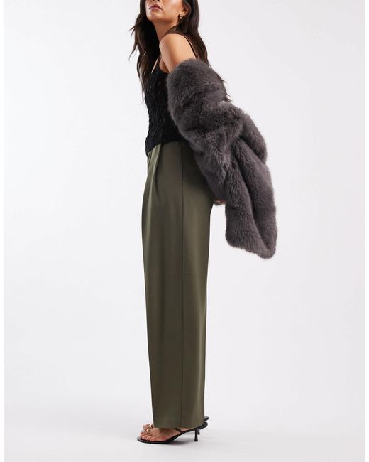 ASOS Black Tailored High Waist Belted Straight Leg Trousers