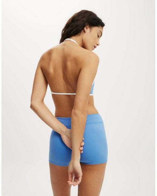 Cotton On Blue Ultra Soft Halter Open Back Crop