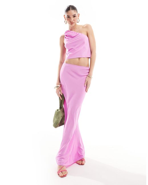 ASOS Pink Bias Maxi Skirt Co-ord