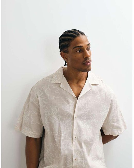 ASOS Blue Oversized All Over Floral Print Shirt for men