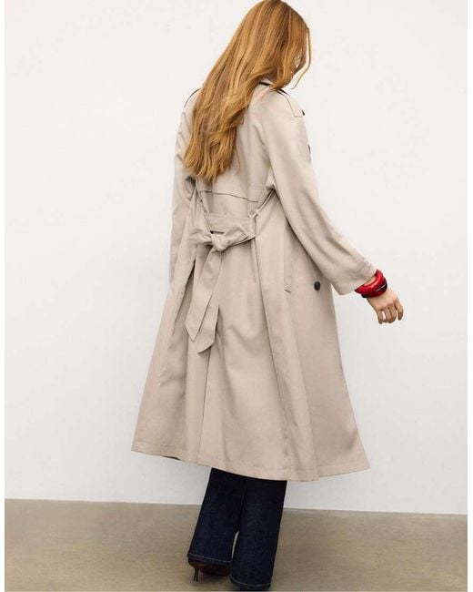 Stradivarius Natural Long Flowing Trench Coat