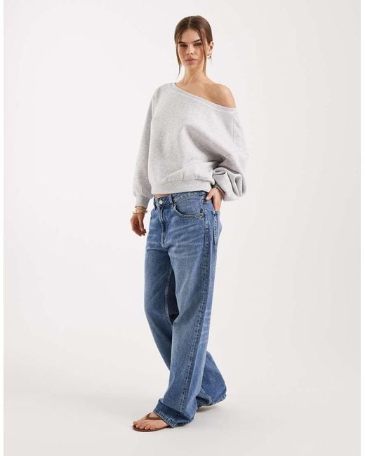 ONLY White Asymmetric Neck Sweatshirt