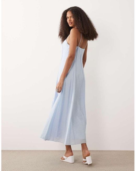 Mango White Seam Detail Square Neck Maxi Dress
