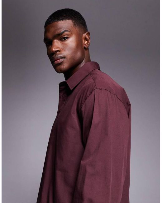 ASOS Purple Oversized Poplin Rugby Shirt for men