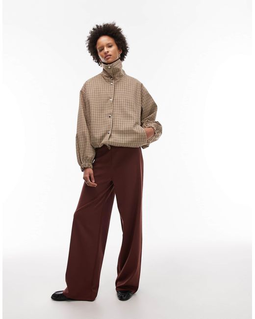 ASOS Brown Tailored Funnel Neck Jacket