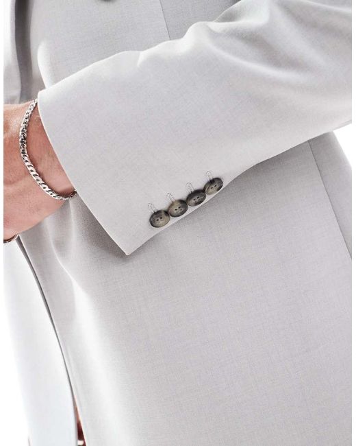 Chaqueta De Traje De Corte Slim Con Doble Botonadura De ASOS de hombre de color White