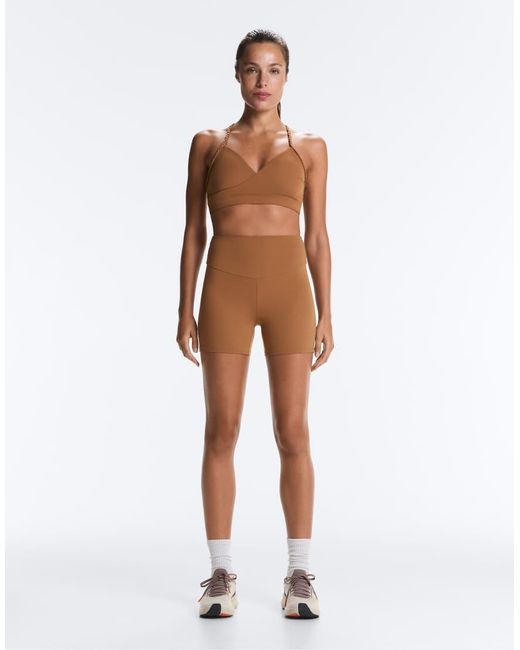 Oysho Brown Comfortlux High-rise 10cm Hot Pants