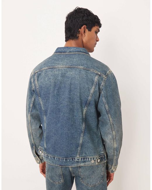 ASOS – trucker-jeansjacke in Blue für Herren